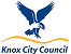 Logo of Knox City Council featuring a blue eagle in flight above an orange wavy line and the text "Knox City Council".