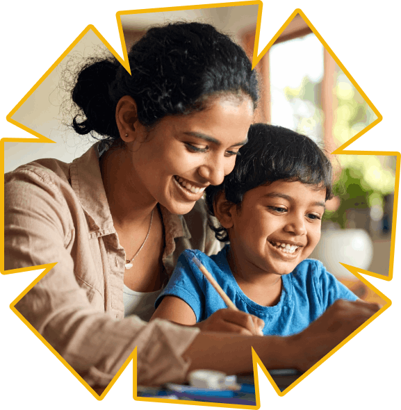 Mother is learning for child