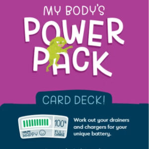 A colorful deck of cards titled "My Body's Power Pack," showcasing various health and wellness themes.